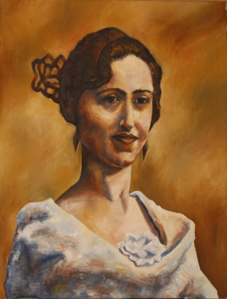 Retrato que representa a una valenciana adornada con su peineta Óleo sobre lienzo Tamaño en centímetros: 65x50