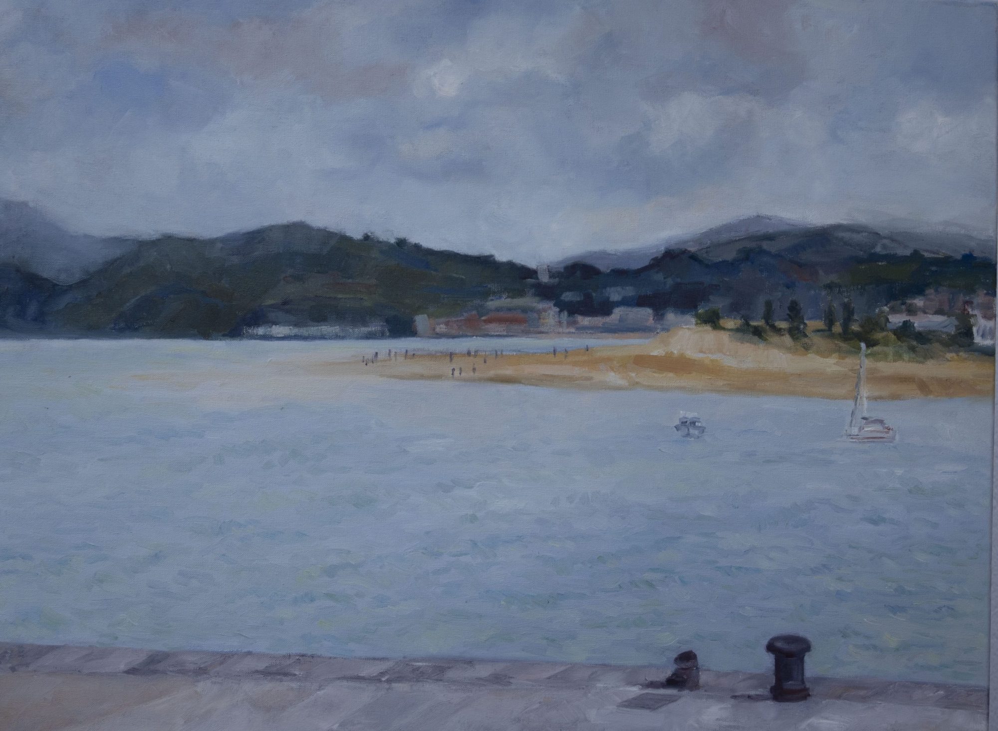 Cuadro con vista de Laredo (Cantabria) desde Santoña Óleo sobre lienzo Tamaño en centímetros: 81x60